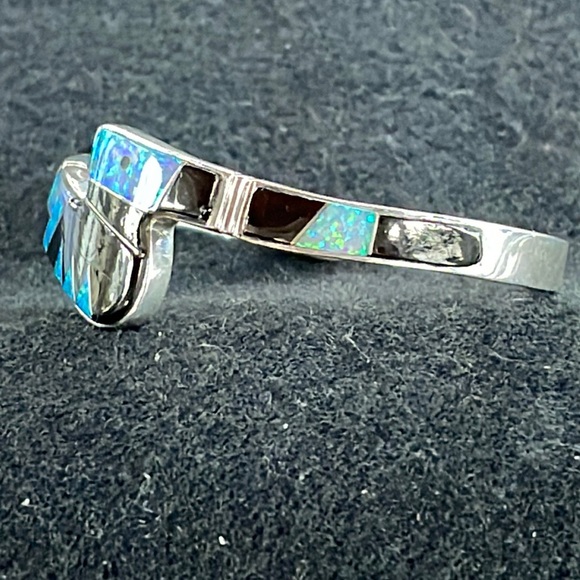 Onyx & Opal Sterling Cuff Bracelet - Picture 4 of 4